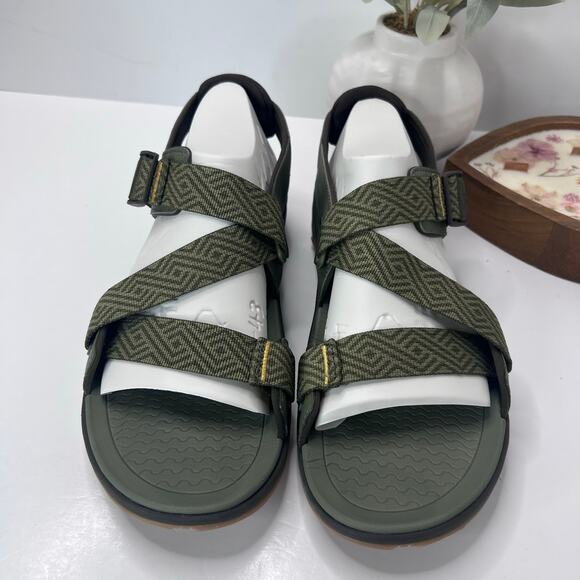 Kuru Current Strappy Comfort Sandal Olive Green/Yellow Men\'s 13 Medium NWD main image 4
